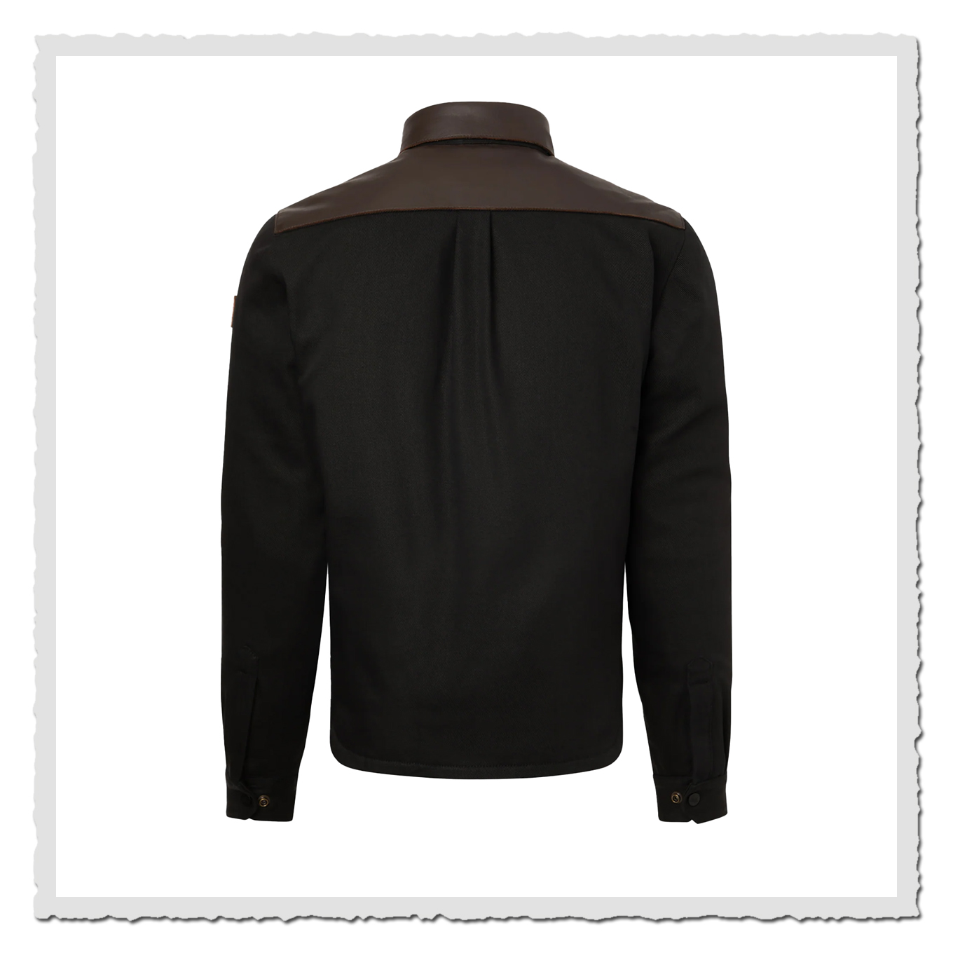 Freigestelltes Produktfoto: schwarzes Bozeman Rider Shirt von hinten auf weißem Hintergrund.